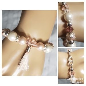 MOVED Silver & Pink Handmade Bracelet NEW